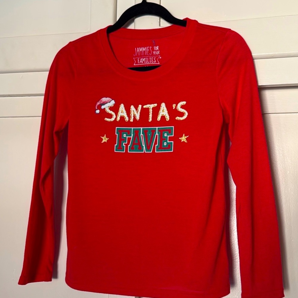 CHRISTMAS 🎅 "SANTA'S FAVE" 🎅 JAMMIES FOR YOUR FAMILY RED TOP SIZE 14 🌟EUC🌟
